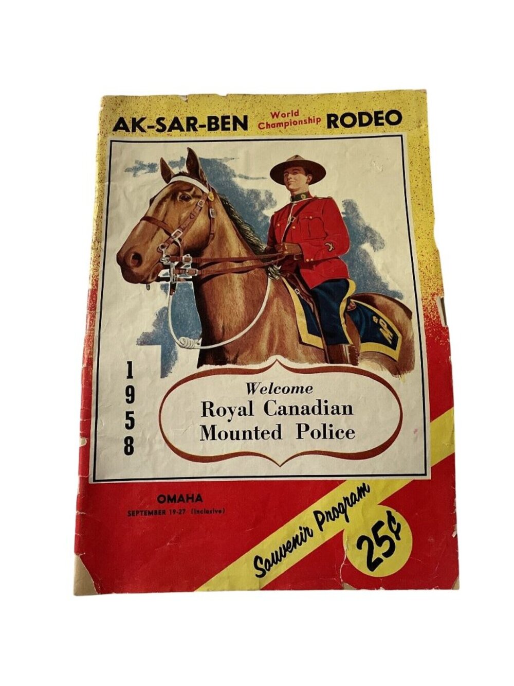 Vintage Rodeo 1958 Ak-Sar-Ben Souvenir Program Royal Canadian Mounted Police